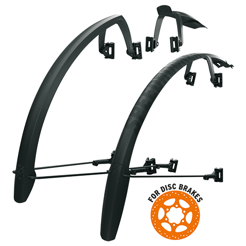 The SKS Speedrocker mudguards will work with disc-brakes