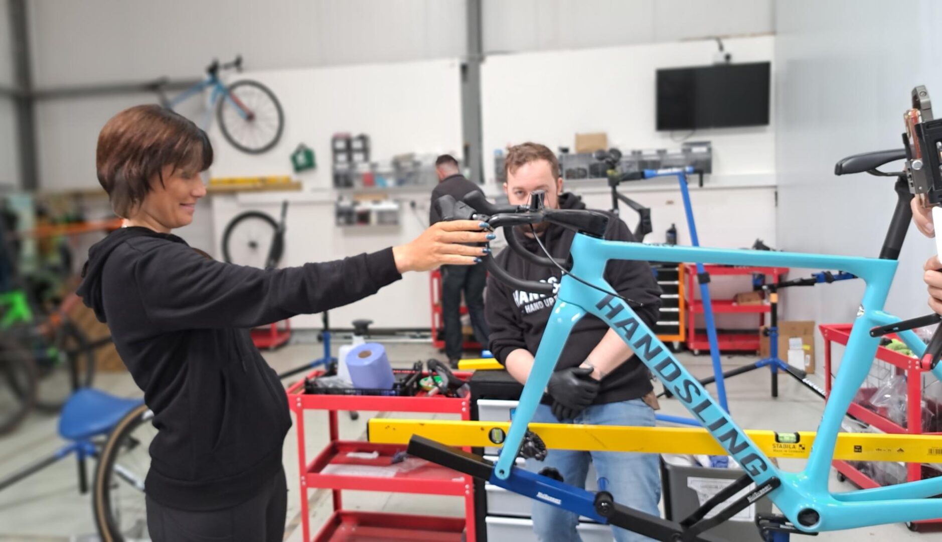 Francesca Selva checking the set up is just so