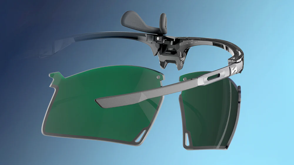 EZSwitch lens change system on the Scicon Sports Aerobeam Titanium sunglasses